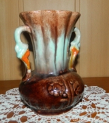  Csurgatott mázas kerámia váza karafa - sorszámozott