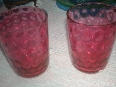 2 pink bieder pohár domború nyomással,ép,10 cm