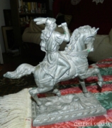 Antique pewter equestrian statue