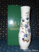 Búzavirágos Zsolnay váza dobozában - 25 cm