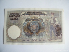100 dinár Szerbia 1941 aUNC