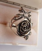 Antik szecessziós ezüst rózsa gyűrű