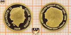  $ 1, Cook-szigetek, Mini Arany Indán Fej100 éves-1908-200