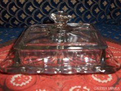 Gyönyörű antik üveg vajtartó