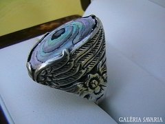 Impozáns ezüst gyűrű abalone kagylóval