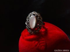 Antik ezüst gyűrű:markazitokkal,gyöngyház berakással