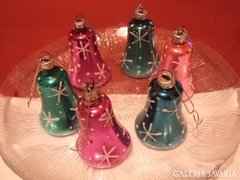 6 darab régi festett üveg harang 