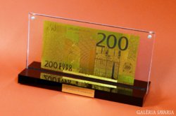 24 karátos arany 200 EURO bankjegy asztali kivitelben