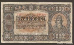  1000 Korona 1920 Magyar Pénzjegynyomda