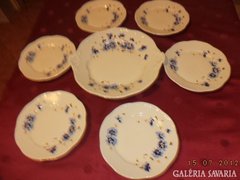Zsolnay kék virág mintás süteményes készlet