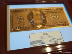 24 karátos arany USA 100$ dollár bankjegy