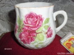 Csodaszép, antik Zsolnay, rózsás hasas bögre, csésze, c