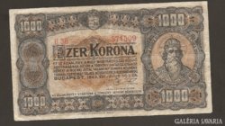 1000 Korona 1923 Magyar Pénzjegynyomda R.t