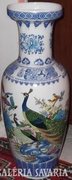Kínai pávás porcelán padló váza 62 cm