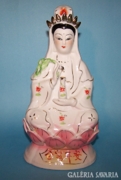 Kézzel festett,aranyozott porcelán Buddha,Kwan Yin szobor!