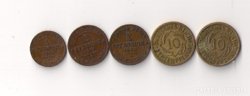 1, 2, 10 Pfennig 1862-1863-1866-1924-1929 A
