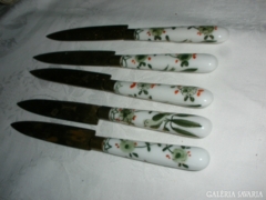 Antik kések, porcelán fogóval