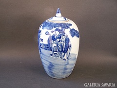 Antik,kék-fehér,jelzett kínai porcelán edény