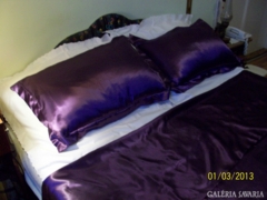 Lila szinű szatén ágynemű (franciaágy takaró)