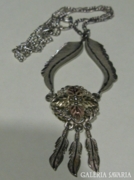 Álomszép, antik sterling ezüst és 10 K aranyozott nyakl