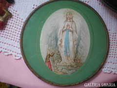 Szűz Máriás szentkép fém keretben, 16x16