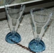 Szecessziós antik kék talpú pohár pár