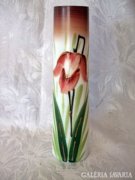 Festet régi tulipános tej üveg váza !