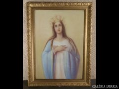 1792 T3 Régi Szűz Mária pasztell apácamunka