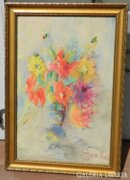 Soltész Rozália akvarell virágcsendélet 1978