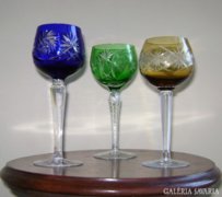 3 db színes Ajka kristály pohár 