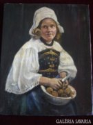Edvi Illés Aladár: A krumpli pucoló lány, festmény