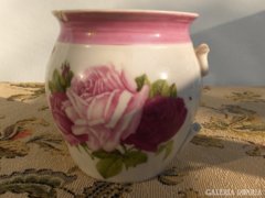 Antik, rózsás porcelán csupor - sérült, hiányos
