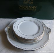 Elegáns, Zsolnay fehér-arany süteményes készlet!!