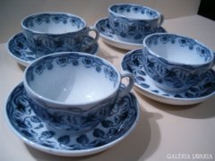 4 db antik V&B porcelánfajansz teáscsésze