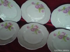 6 db Zsolnay rózsamintás nagy lapos tányér
