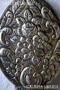 Antik Fémjelzett Ezüst Trébelt Velencei Kézi Tükör