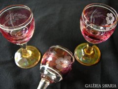 Likőrös pohár 6.db színes .mintás üveg