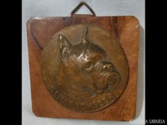 1171 G2 Német boxer kutya bronzplakett