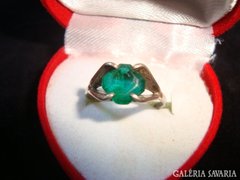 Valódi ezüst zöld köves édes gyűrű 16mm