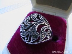 Szecessziós markazitos ezüst gyűrű