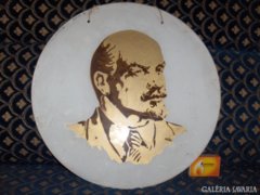 Régi, üvegre festett Lenin kép - falidísz