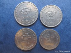 horvát 5; 2 és 1 kunás érmék valamint 1 lipa
