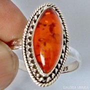 Narancs Borostyán ezüst gyűrű