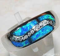 Ausztrál kék opál ezüst gyűrű