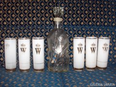 Whiskey-s készlet - 6 pohár és üveg kiöntője
