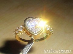  18k ARANYbev. gyémántos CZ SZÍV gyűrű