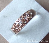 Ezüst gyűrű aranyozott  intarzia betéttel
