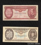 100 Forint 1949 Rákosi 50 Forint Kádár