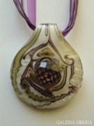Lila-arany örvényes muránói üveg nyaklánc
