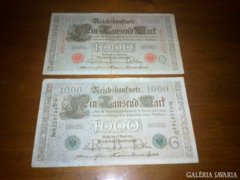 Kétféle 1910-es német,birodalmi 1000márka